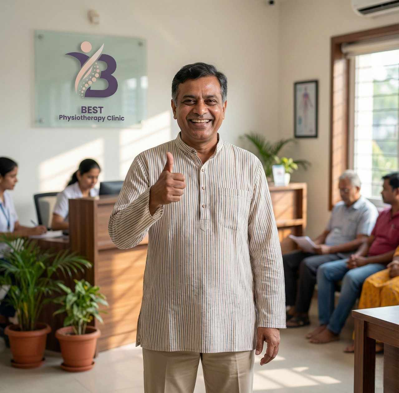 Happy patient recovered from chronic back pain at Best Physiotherapy Clinic Bopal