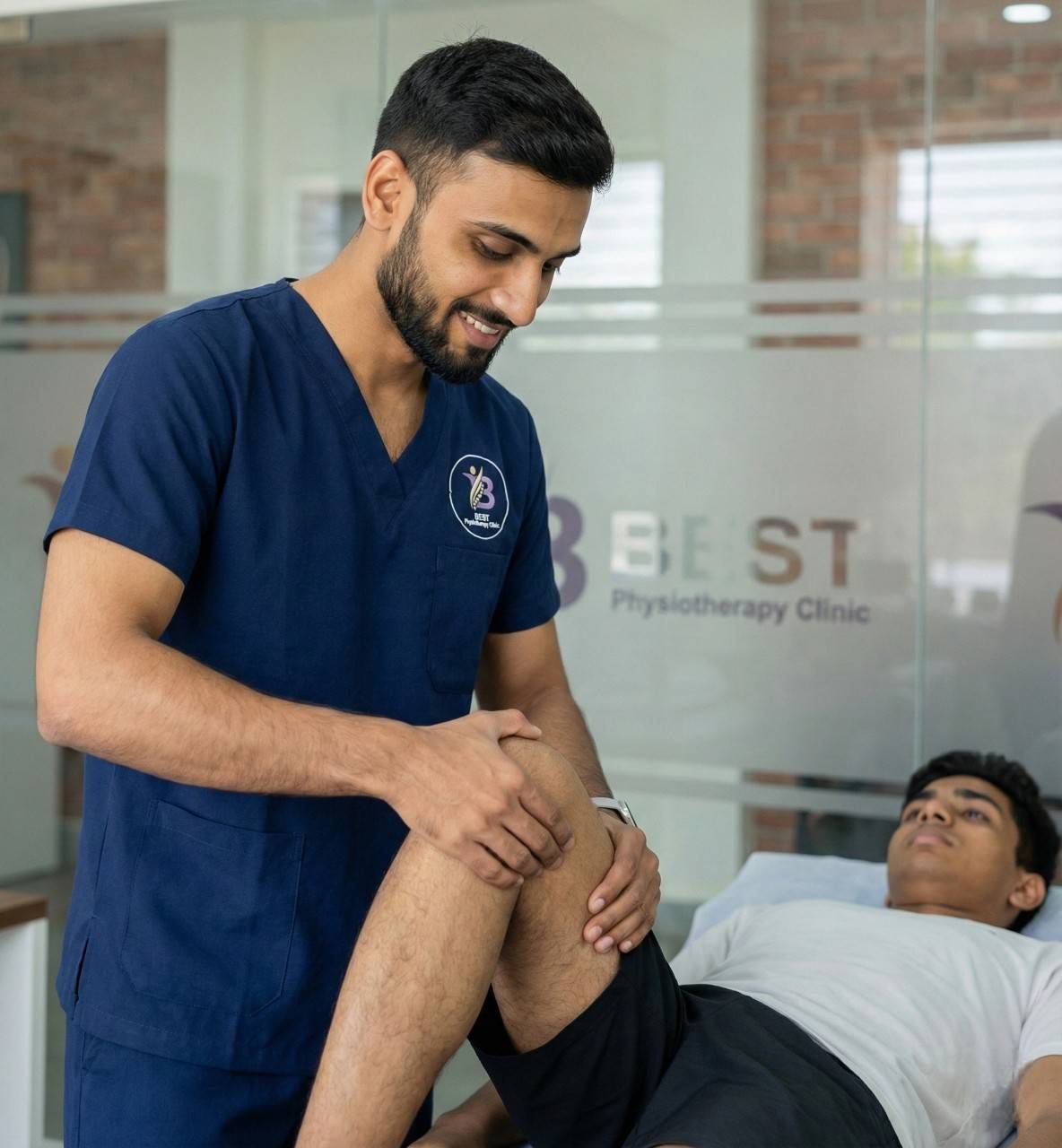 ACL Reconstruction patient performing hop testing and functional agility training under supervision at the Sports Rehab clinic