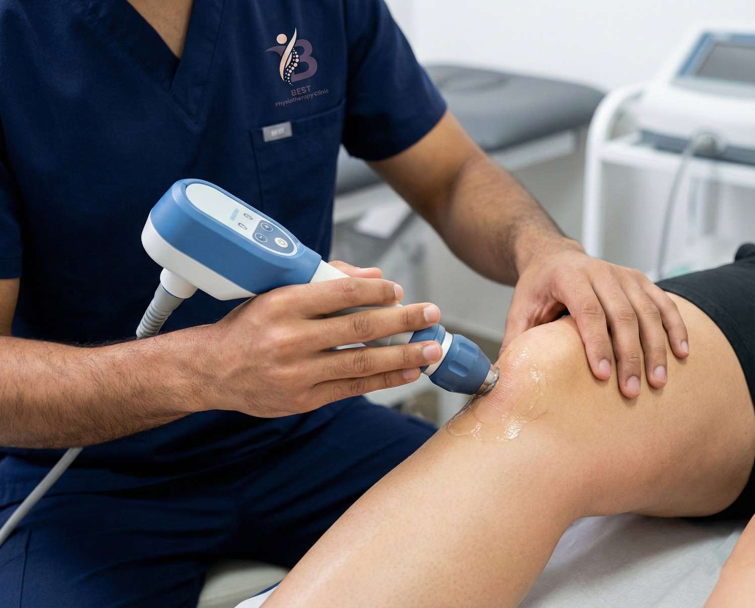 Knee pain patient performing balance and proprioception training on one leg for stability after injury or surgery