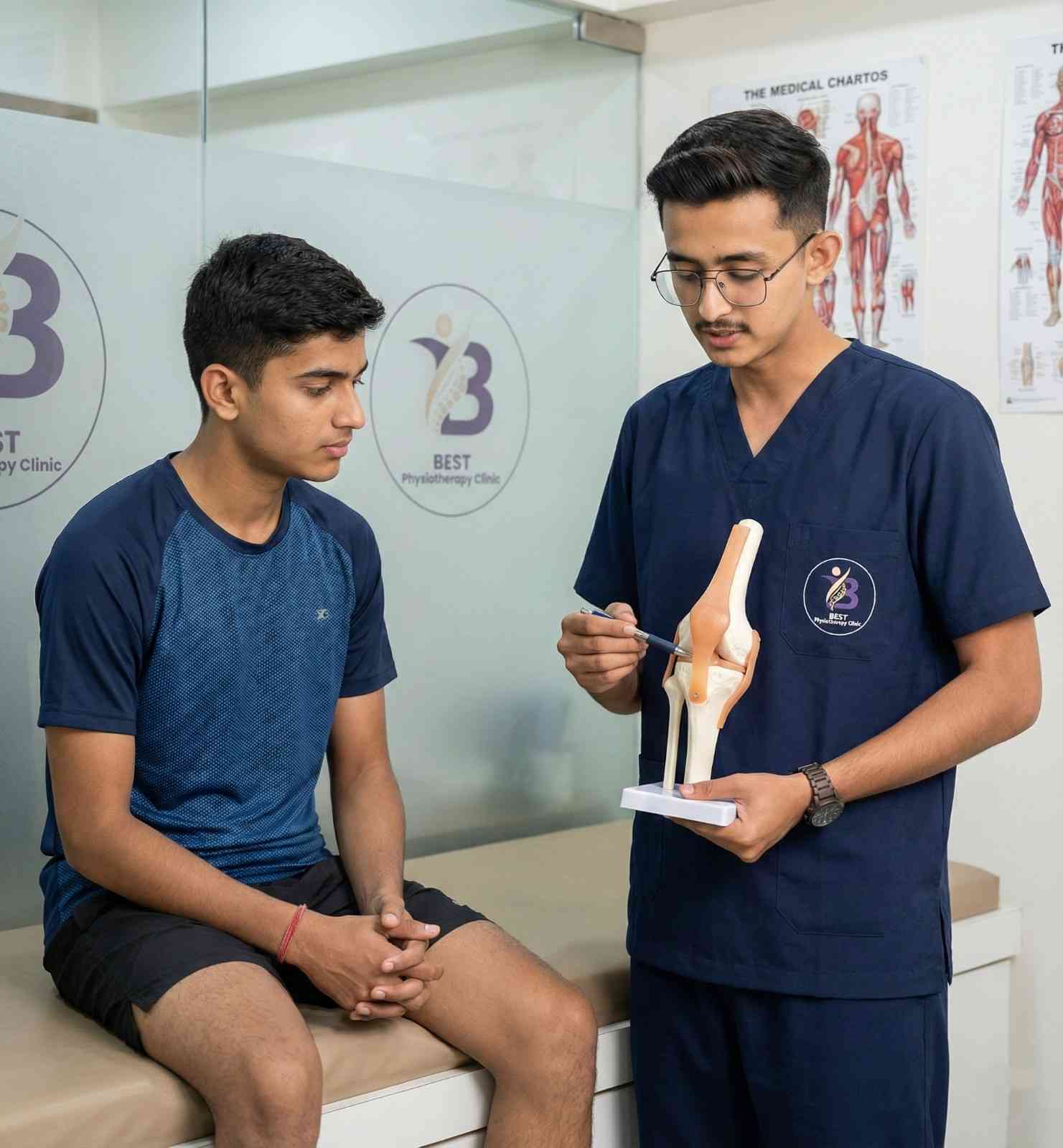 Patient performing early stage therapeutic exercises while wearing a functional brace for Knee Ligament Injury protection