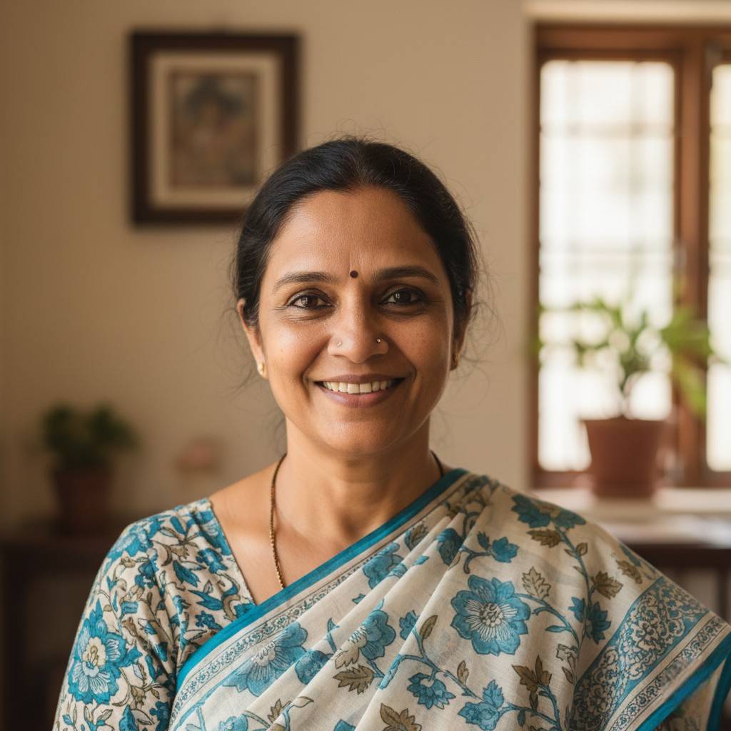 indian female wearing sari and general public look
