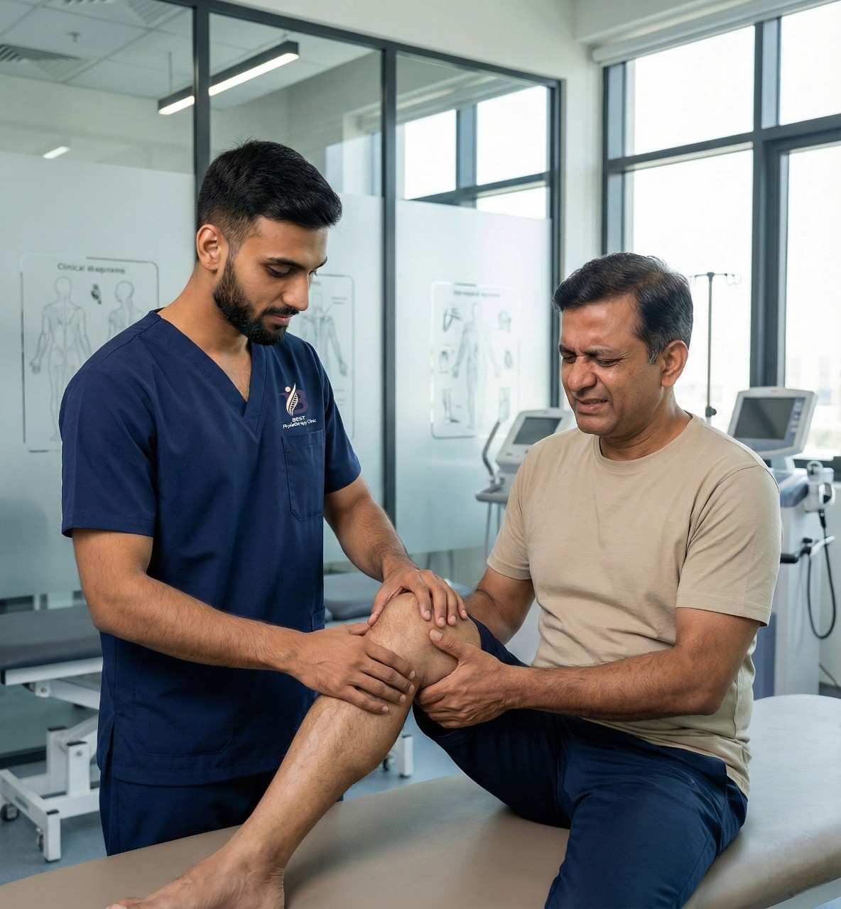 Knee Osteoarthritis patient performing low-impact quadriceps strengthening exercises for pain management and joint support