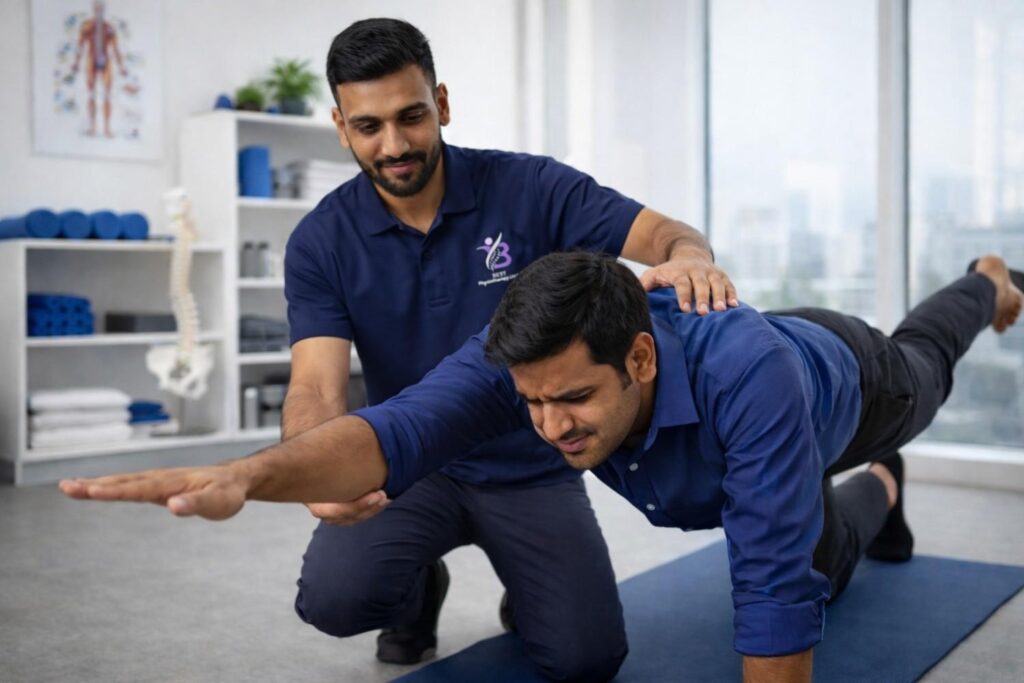 Back strengthening exercises demonstration - Best physiotherapy Clinic treatment Bopal