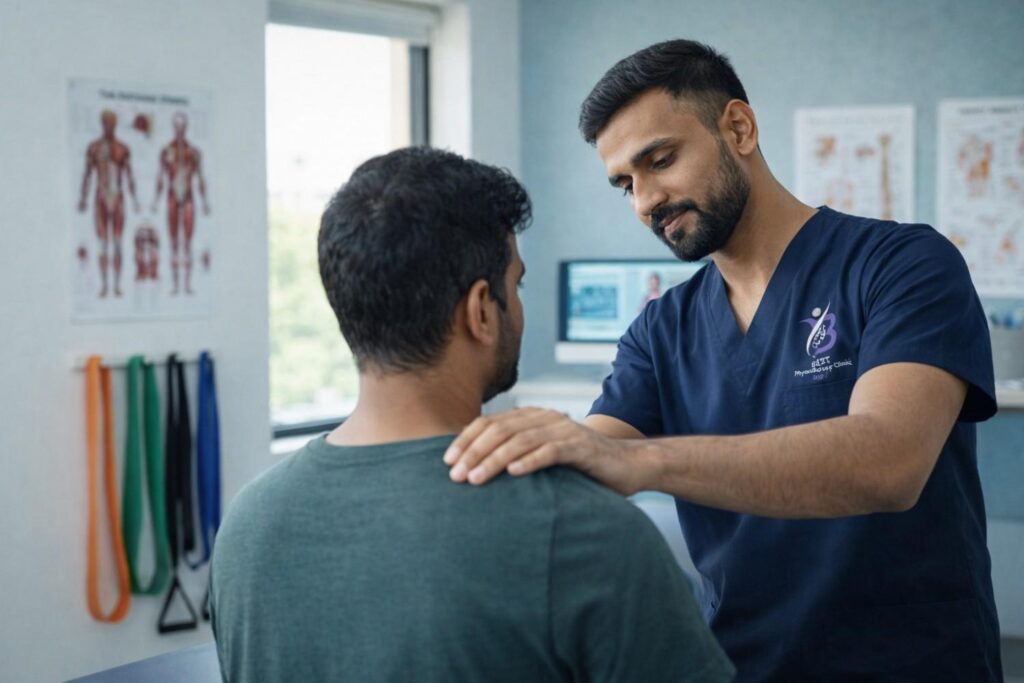 Patient receiving manual therapy at Best Physiotherapy Clinic in Bopal, Ahmedabad