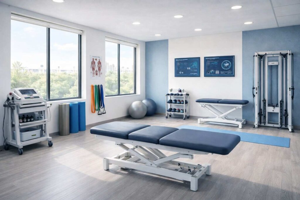 Modern evidence-based physiotherapy equipment and treatment rooms in Bopal, Gujarat