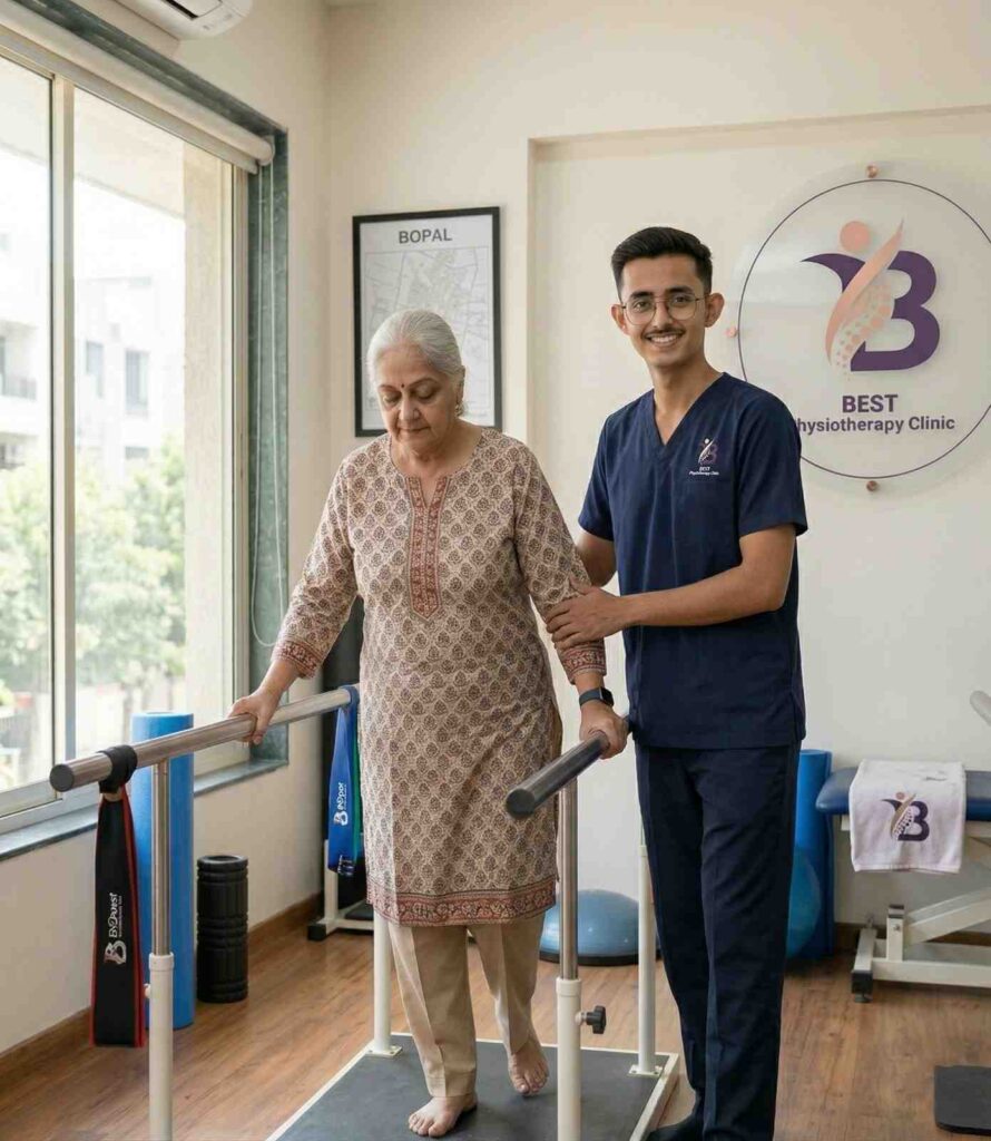 Post-surgical hip replacement rehabilitation at Best Physiotherapy Clinic, Bopal, Ahmedabad