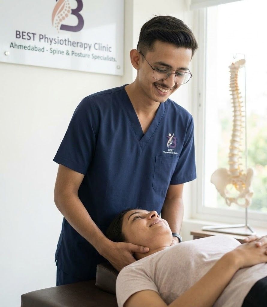Physiotherapist performing manual therapy on neck – posture correction physiotherapy Ahmedabad