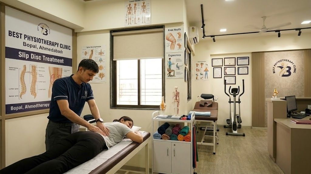 Slip disc physiotherapy treatment in Bopal Ahmedabad — Best Physiotherapy Clinic near TRP Mall