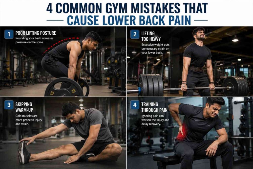 Common gym mistakes that cause lower back pain requiring physiotherapy in Ahmedabad