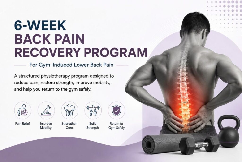 6-week recovery program for gym lower back pain at Best Physiotherapy Clinic Bopal Ahmedabad